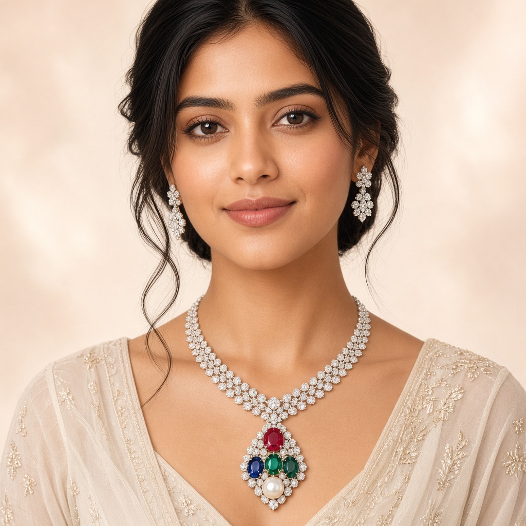 Diamond and navratna jewellery